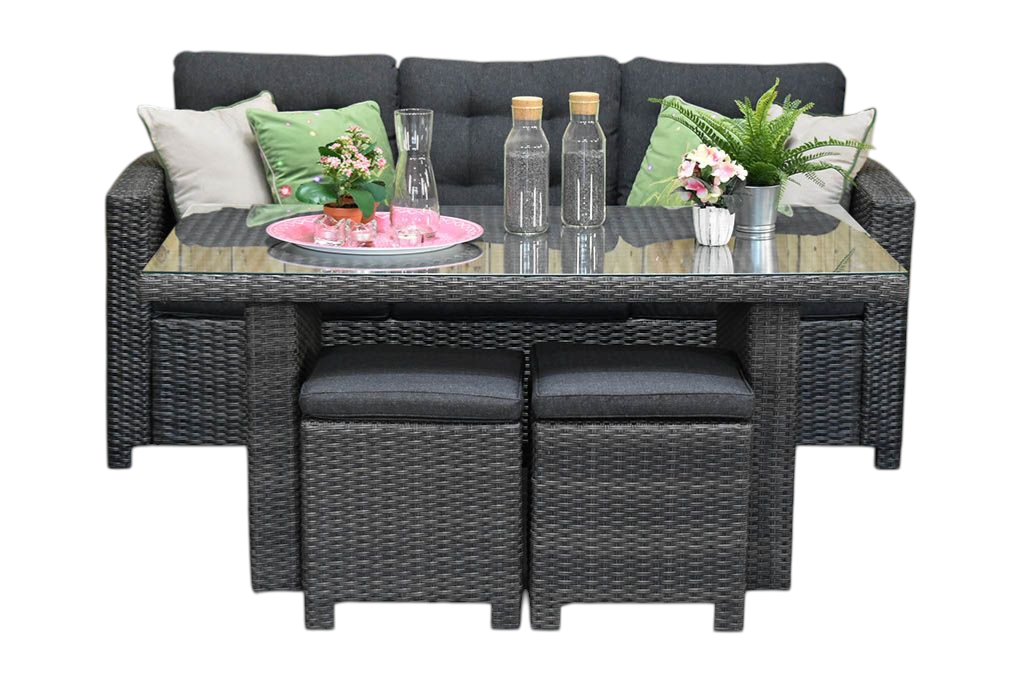 Minnesota Dining Loungeset - Glas / Dark Grey