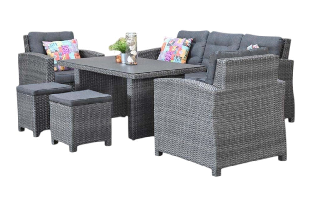 Minnesota Dining Loungeset - Spraystone / Dark Grey