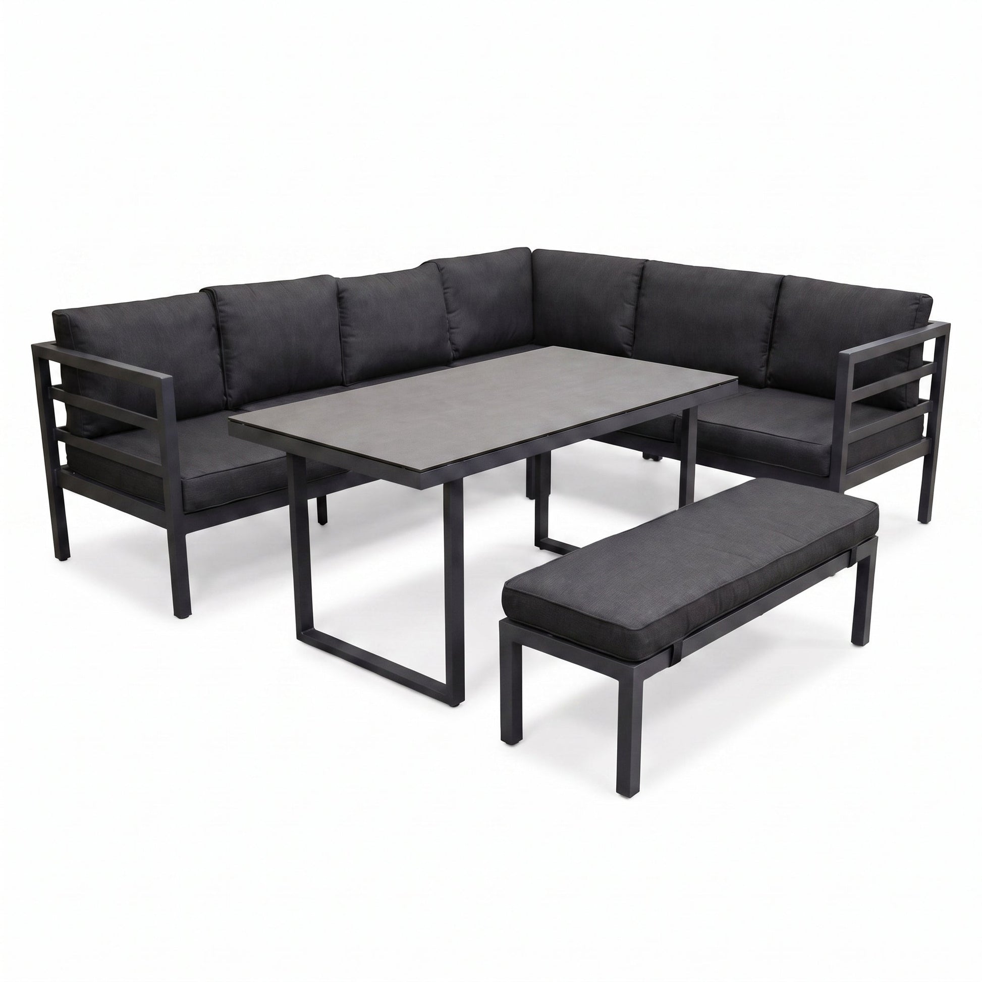 Nevada Loungeset - Dark grey / Rechts in einem stimmungsvollen Garten - Outnest Gartenmöbel