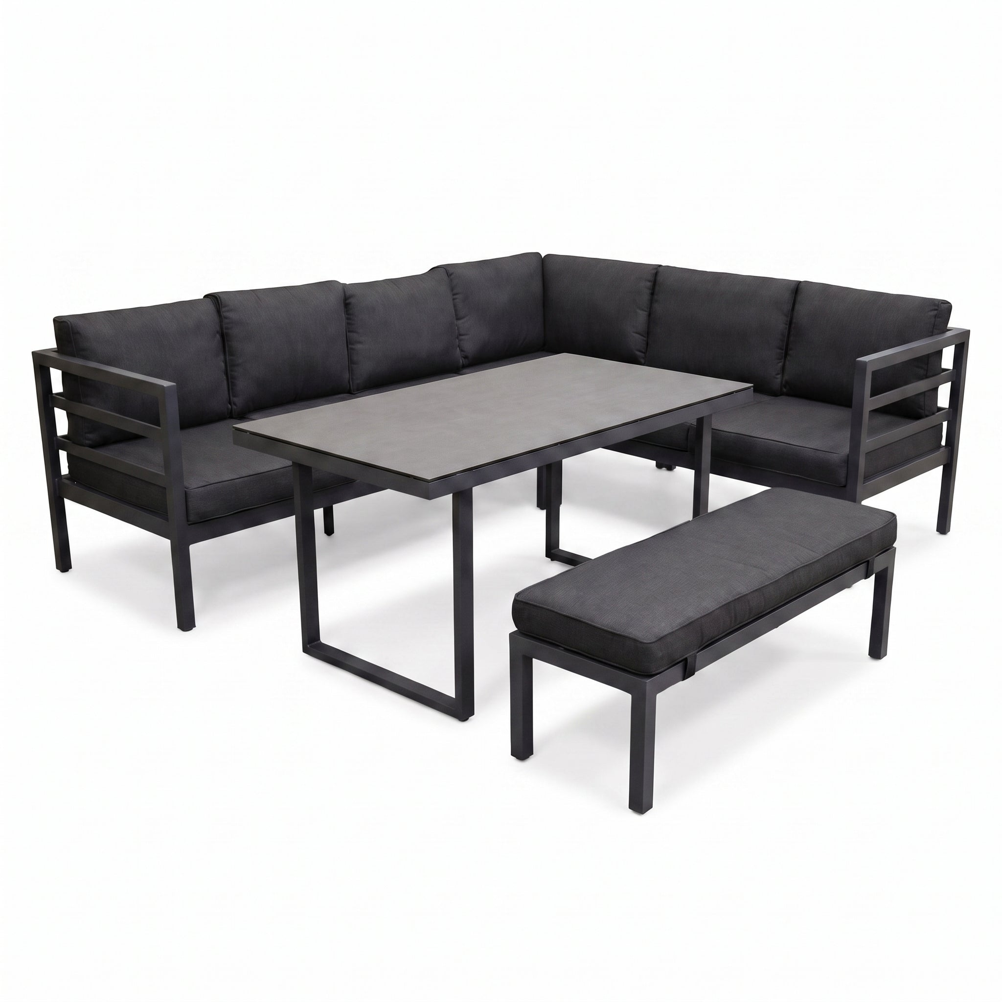 Nevada Loungeset - Dark grey / Rechts in einem stimmungsvollen Garten - Outnest Gartenmöbel