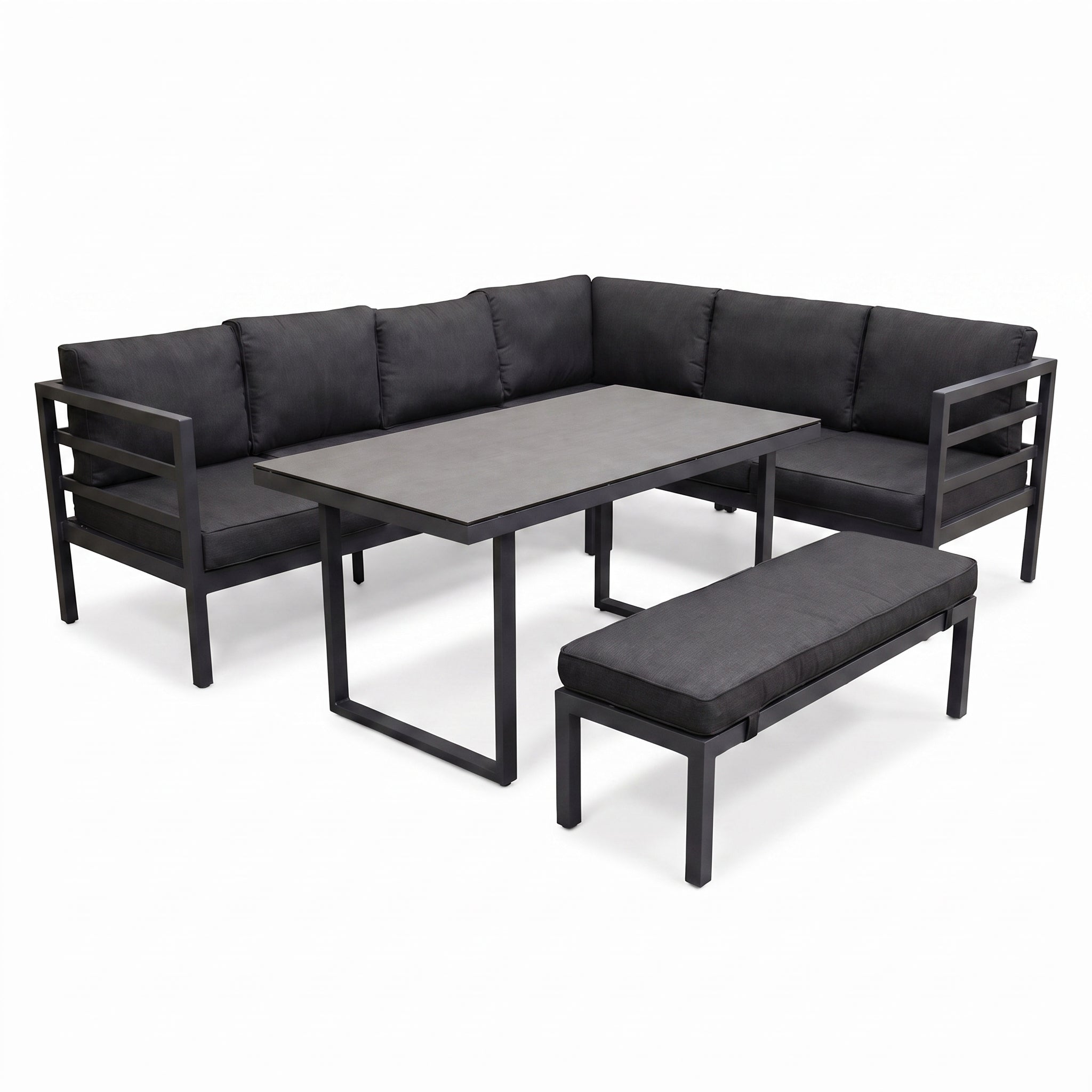 Nevada Loungeset - Dark grey / Rechts in einem stimmungsvollen Garten - Outnest Gartenmöbel