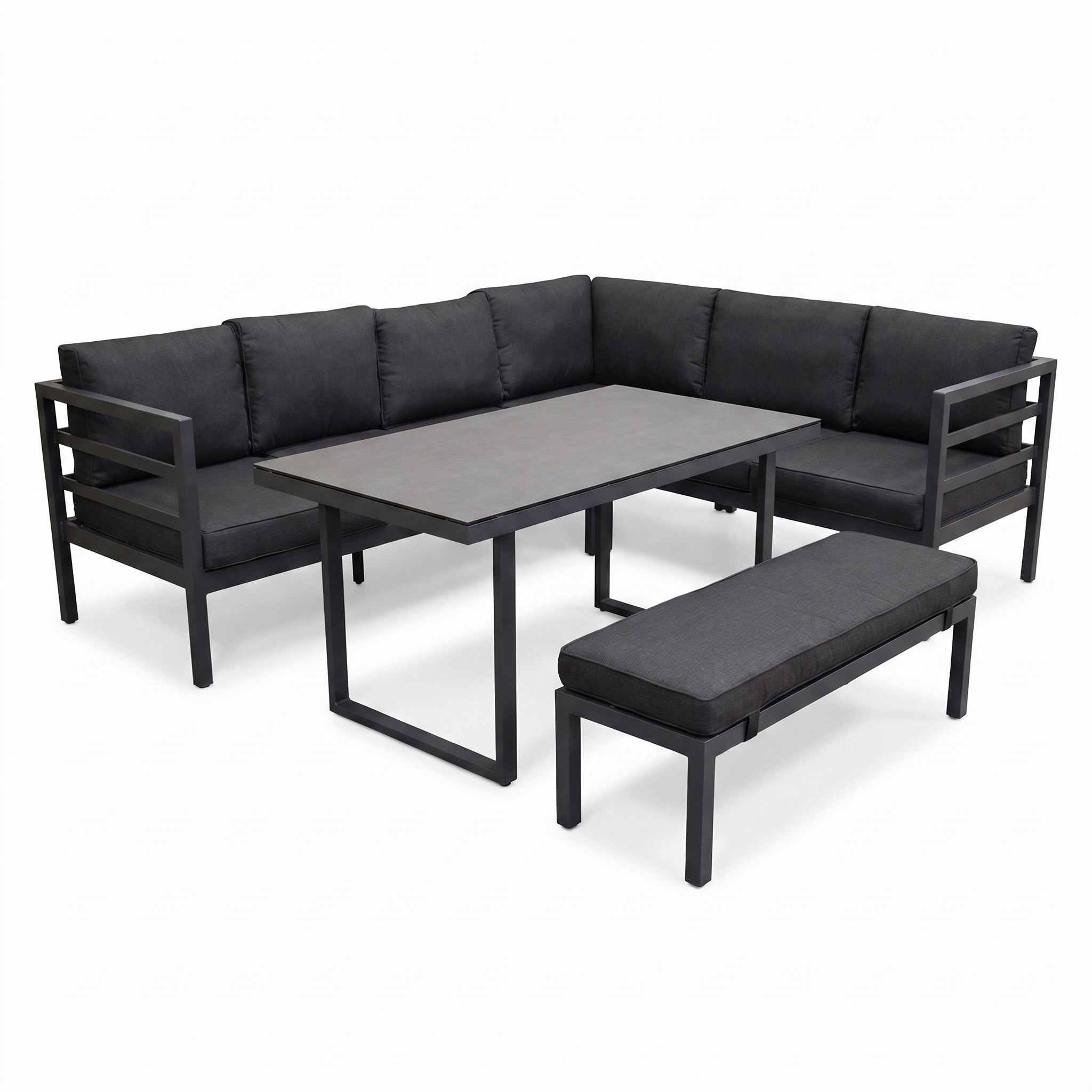 Nevada Loungeset - Dark grey / Rechts in einem stimmungsvollen Garten - Outnest Gartenmöbel