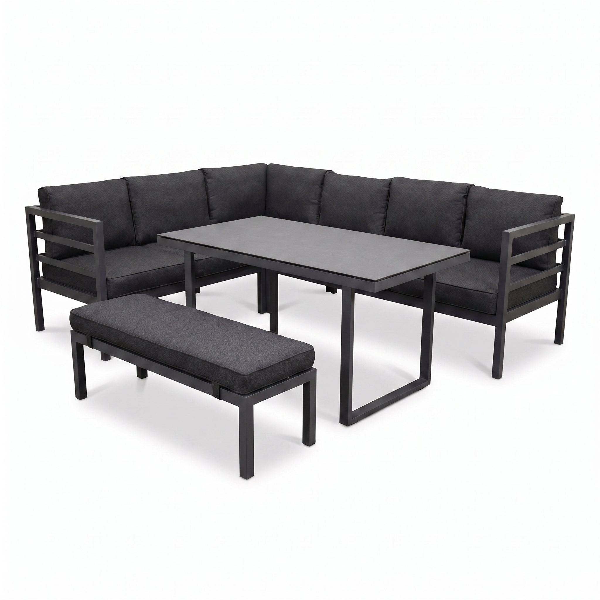 Nevada Loungeset - Dark grey / Links in einem stimmungsvollen Garten - Outnest Gartenmöbel