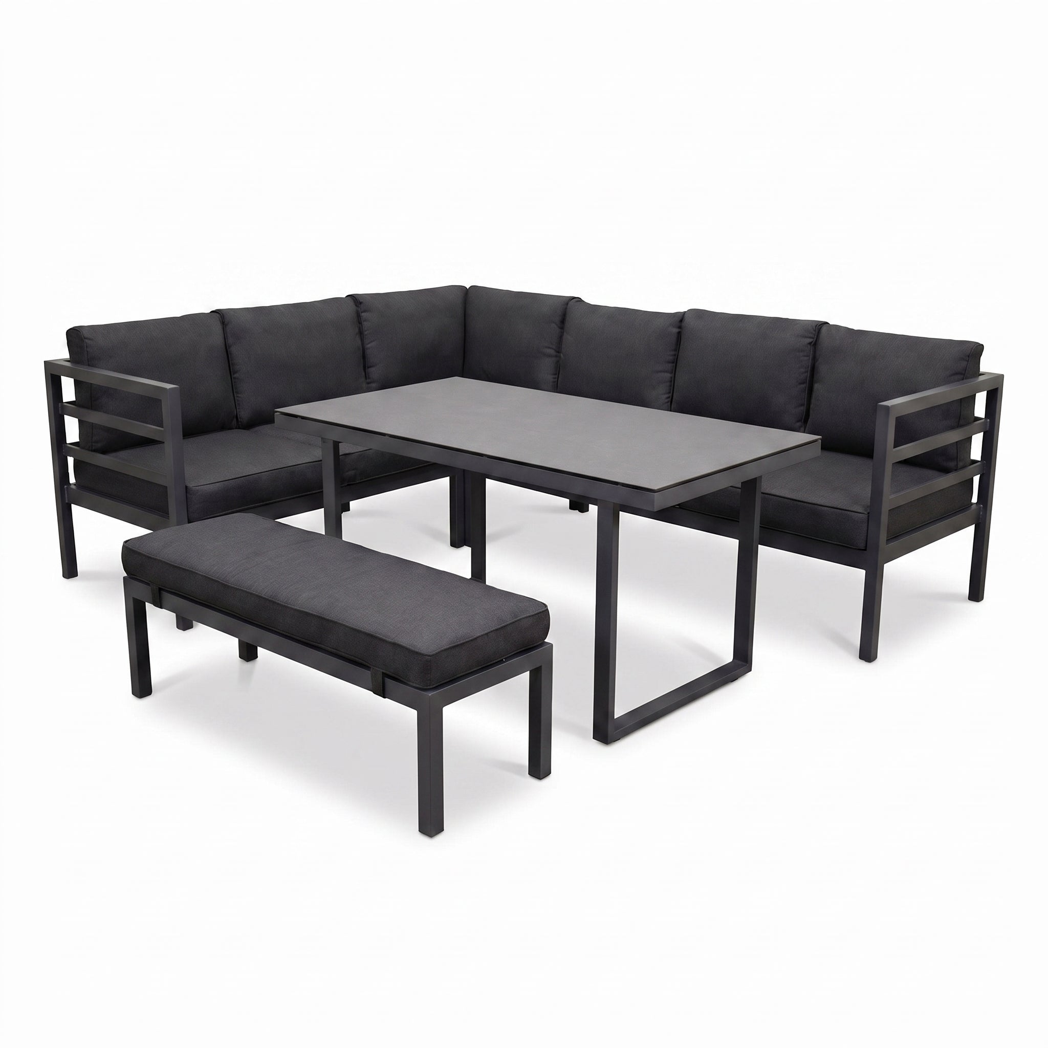 Nevada Loungeset - Dark grey / Links in einem stimmungsvollen Garten - Outnest Gartenmöbel