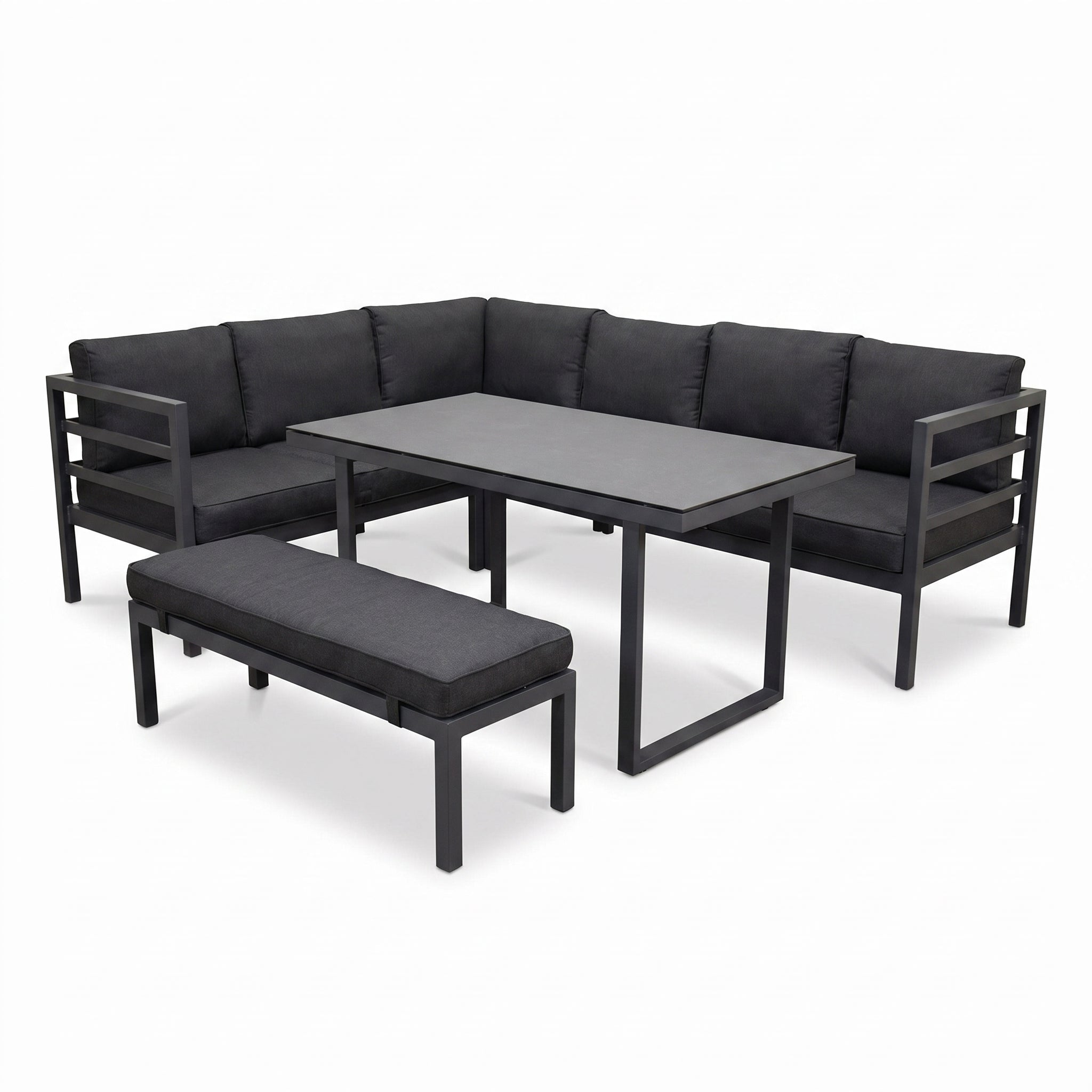 Nevada Loungeset - Dark grey / Links in einem stimmungsvollen Garten - Outnest Gartenmöbel