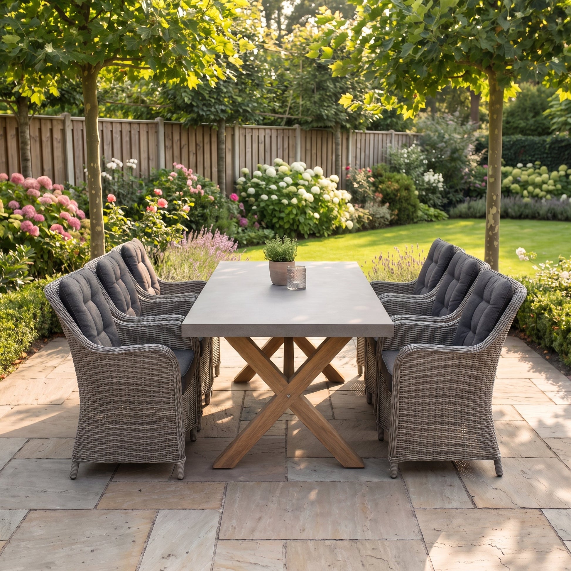 Norwich-Delano Gartenset 6 Personen Polystone Kobo Grey - Outnest Gartenmöbel