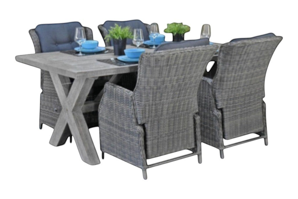 Norwich-Darwin verstelbare Tuinset 4 Personen - Acacia / Kobo Grey