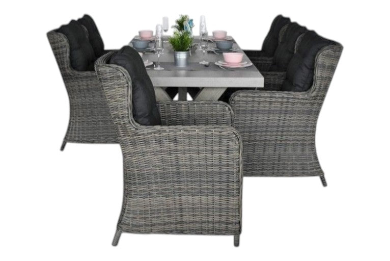 Norwich-Delano Tuinset 6 Personen - Polystone, Vintage Antique Grey / Kobo Grey