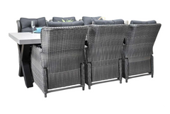 Norwich-Barcelona verstelbare Tuinset 6 Personen - Polystone, Gepoedercoat staal / Kobo Grey
