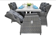 Norwich-Barcelona verstelbare Tuinset 6 Personen - Polystone, Gepoedercoat staal / Kobo Grey