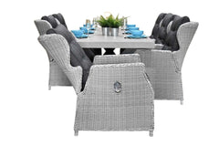 Norwich-Barcelona verstelbare Tuinset 6 Personen - Polystone, Gepoedercoat staal / Light Kobo Grey