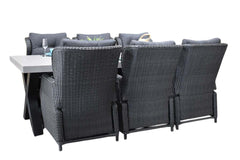 Norwich-Barcelona verstelbare Tuinset 6 Personen - Polystone, Gepoedercoat staal / Rock Grey