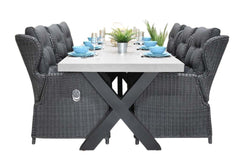 Norwich-Barcelona verstelbare Tuinset 6 Personen - Polystone, Gepoedercoat staal / Rock Grey