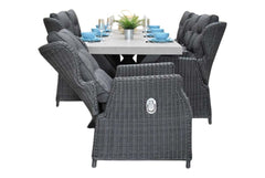 Norwich-Barcelona verstelbare Tuinset 6 Personen - Polystone, Gepoedercoat staal / Rock Grey