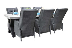 Norwich-Marling verstelbare Tuinset 6 Personen - Polystone, Gepoedercoat staal / Rock Grey