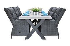 Norwich-Marling verstelbare Tuinset 6 Personen - Polystone, Gepoedercoat staal / Rock Grey