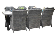 Norwich-Darwin Tuinset 6 Personen - Polystone, Gepoedercoat staal / Rock Grey