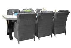 Norwich-Darwin Tuinset 6 Personen - Polystone, Gepoedercoat staal / Rock Grey