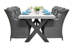 Norwich-Darwin Tuinset 6 Personen - Polystone, Gepoedercoat staal / Rock Grey