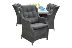 Norwich-Darwin Tuinset 6 Personen - Polystone, Gepoedercoat staal / Rock Grey