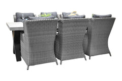 Norwich-Delano Tuinset 6 Personen - Polystone, Gepoedercoat staal / Natural Grey