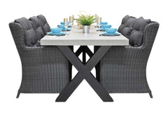 Norwich-Delano Tuinset 6 Personen - Polystone, Gepoedercoat staal / Rock Grey