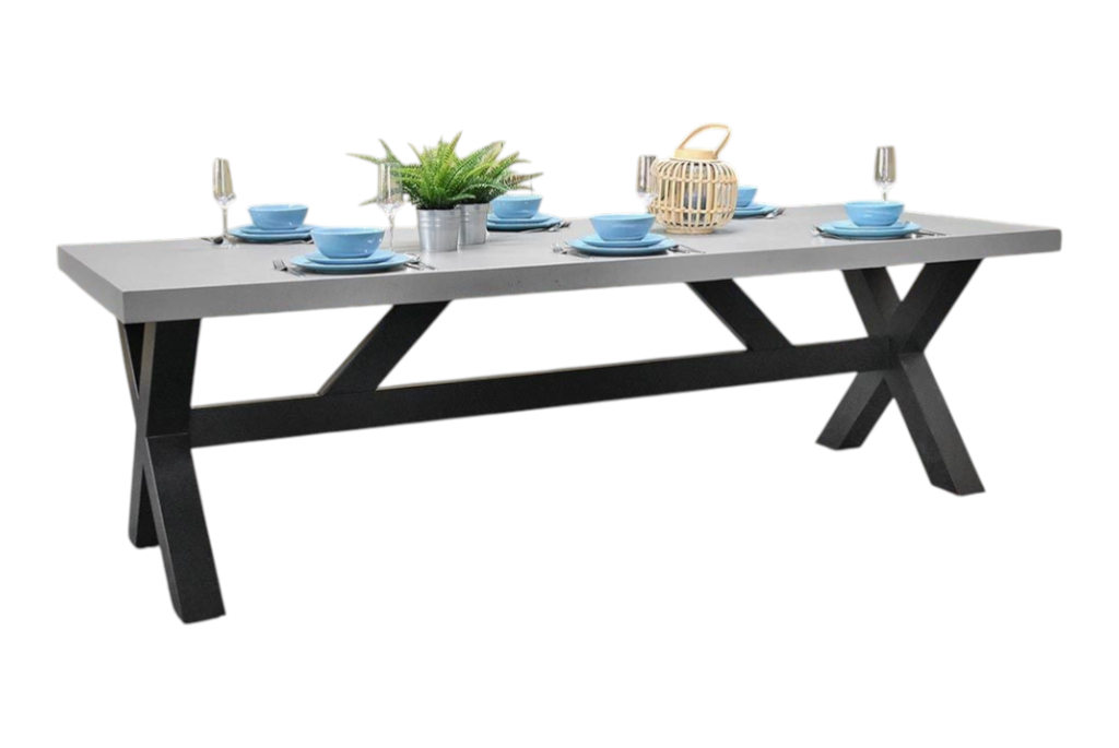 Norwich Rechthoekige Polystone Tuintafel 250 cm - Staal / Polystone