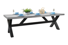 Norwich Rechthoekige Polystone Tuintafel 250 cm - Staal / Polystone