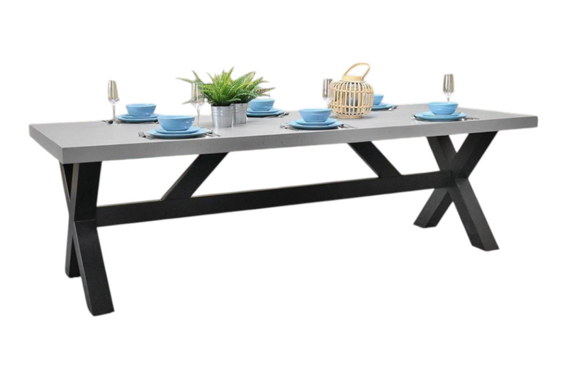 Norwich Rechthoekige Polystone Tuintafel 250 cm - Staal / Polystone