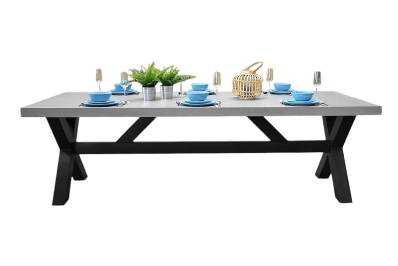 Norwich Rechthoekige Polystone Tuintafel 250 cm - Staal / Polystone