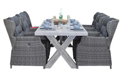 Norwich-Barcelona verstelbare Tuinset 6 Personen - Polystone, Vintage Antique Grey / Kobo Grey