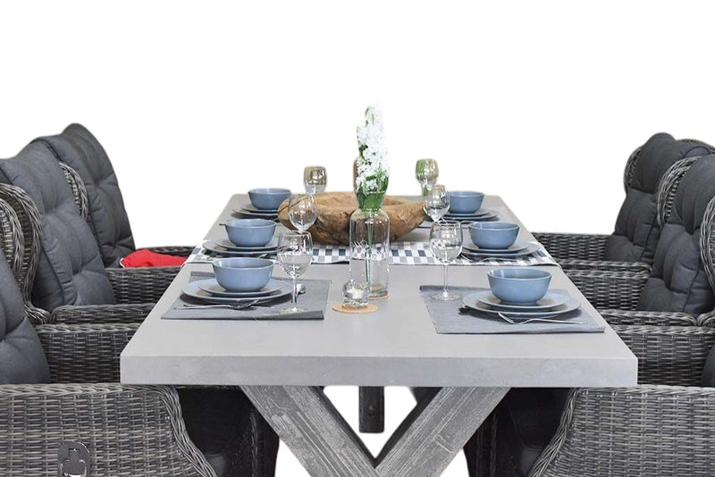 Norwich-Barcelona verstelbare Tuinset 6 Personen - Polystone, Vintage Antique Grey / Kobo Grey