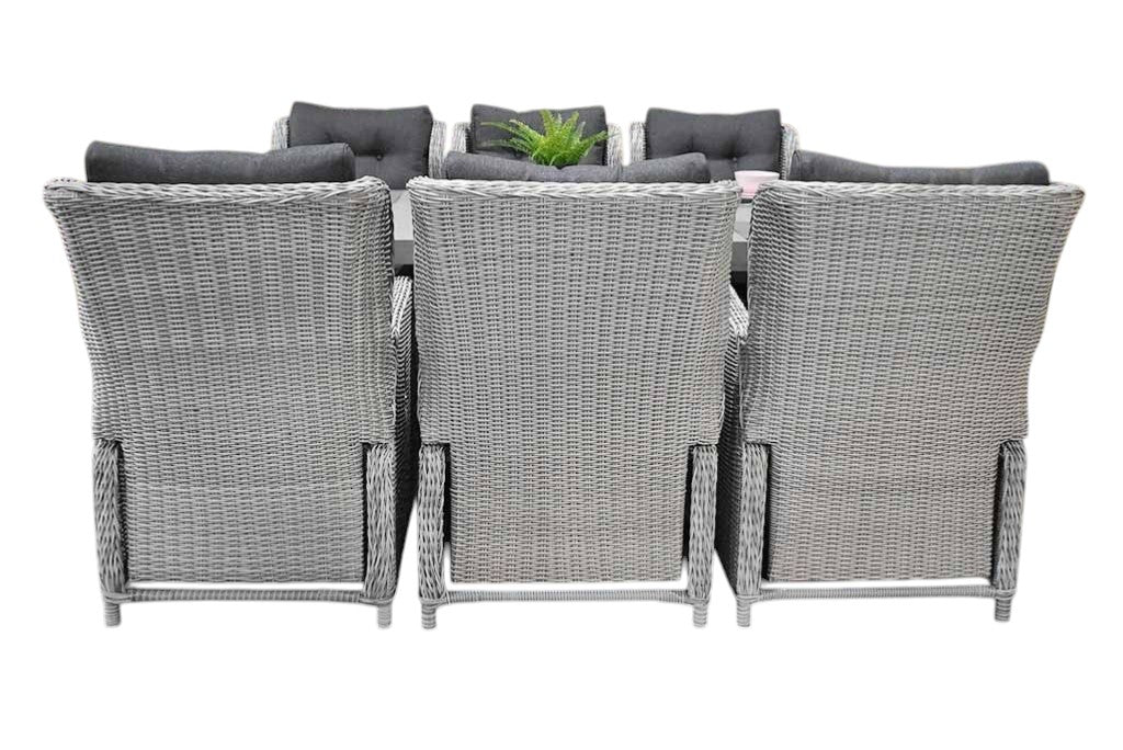 Norwich-Barcelona verstelbare Tuinset 6 Personen - Polystone, Vintage Antique Grey / Light Kobo Grey