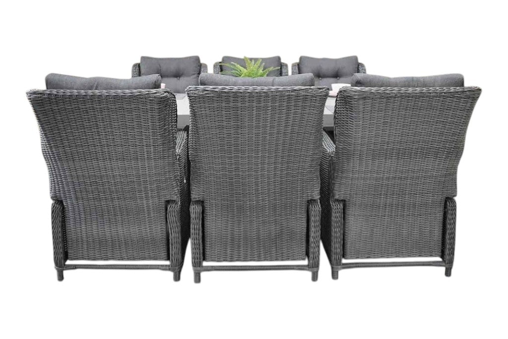 Norwich-Barcelona verstelbare Tuinset 6 Personen - Polystone, Vintage Antique Grey / Rock Grey