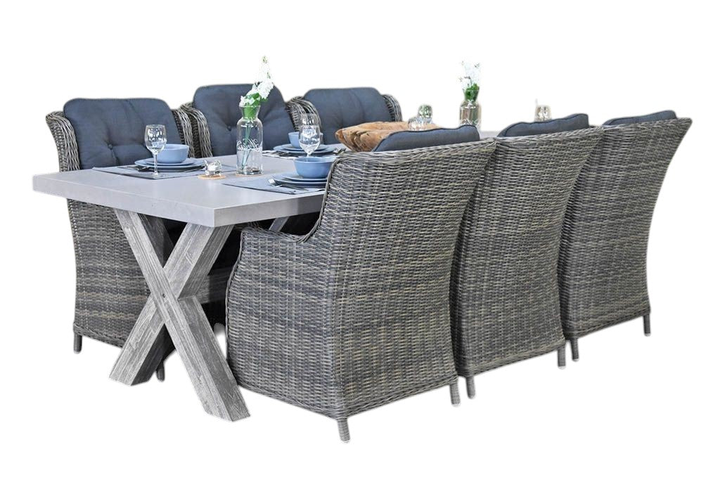 Norwich-Darwin Tuinset 6 Personen - Polystone, Vintage Antique Grey / Kobo Grey