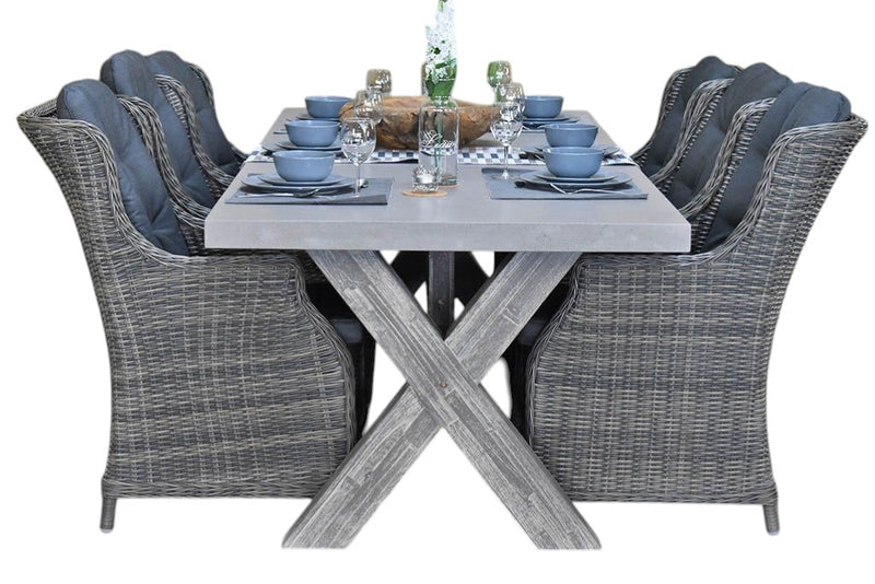 Norwich-Darwin Tuinset 6 Personen - Polystone, Vintage Antique Grey / Kobo Grey