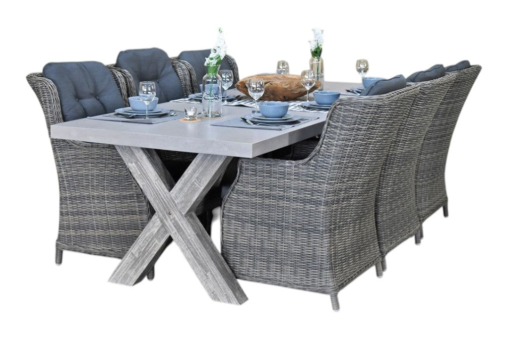 Norwich-Darwin Tuinset 6 Personen - Polystone, Vintage Antique Grey / Kobo Grey