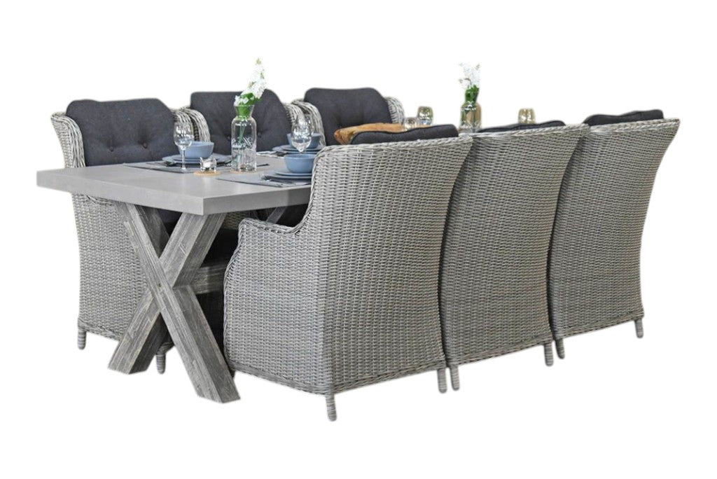 Norwich-Darwin Tuinset 6 Personen - Polystone, Vintage Antique Grey / Light Kobo Grey