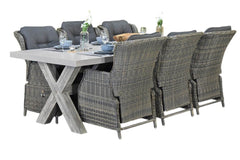 Norwich-Darwin verstelbare Tuinset 6 Personen - Polystone, Vintage Antique Grey / Kobo Grey