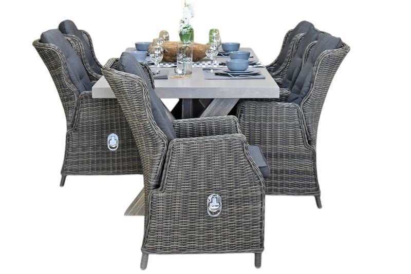 Norwich-Darwin verstelbare Tuinset 6 Personen - Polystone, Vintage Antique Grey / Kobo Grey