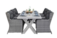 Norwich-Delano Tuinset 6 Personen - Polystone, Vintage Antique Grey / Natural Grey