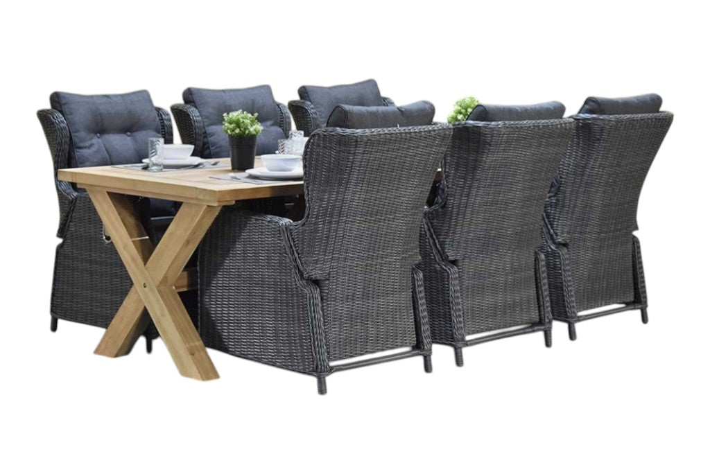 Norwich-Barcelona verstelbare Tuinset 6 Personen - Teak / Rock Grey