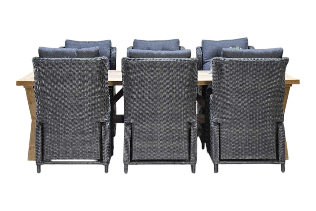 Norwich-Barcelona verstelbare Tuinset 6 Personen - Teak / Rock Grey