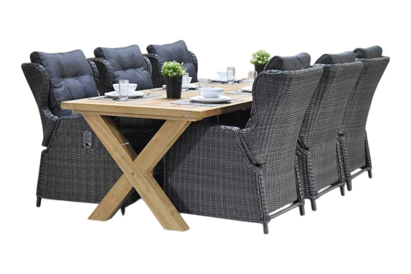 Norwich-Barcelona verstelbare Tuinset 6 Personen - Teak / Rock Grey