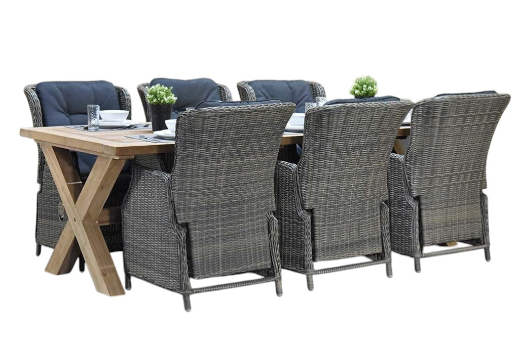 Norwich-Darwin verstelbare Tuinset 6 Personen - Teak / Kobo Grey