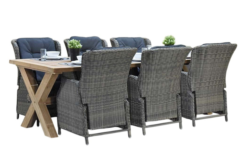 Norwich-Darwin verstelbare Tuinset 6 Personen - Teak / Kobo Grey