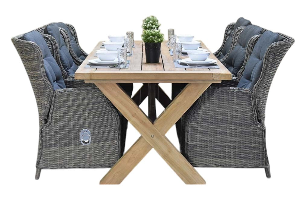 Norwich-Darwin verstelbare Tuinset 6 Personen - Teak / Kobo Grey