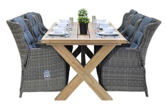Norwich-Darwin verstelbare Tuinset 6 Personen - Teak / Kobo Grey