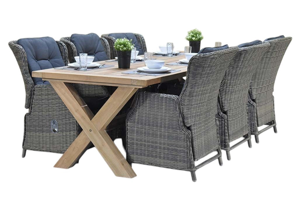 Norwich-Darwin verstelbare Tuinset 6 Personen - Teak / Kobo Grey