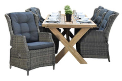 Norwich-Darwin verstelbare Tuinset 6 Personen - Teak / Kobo Grey